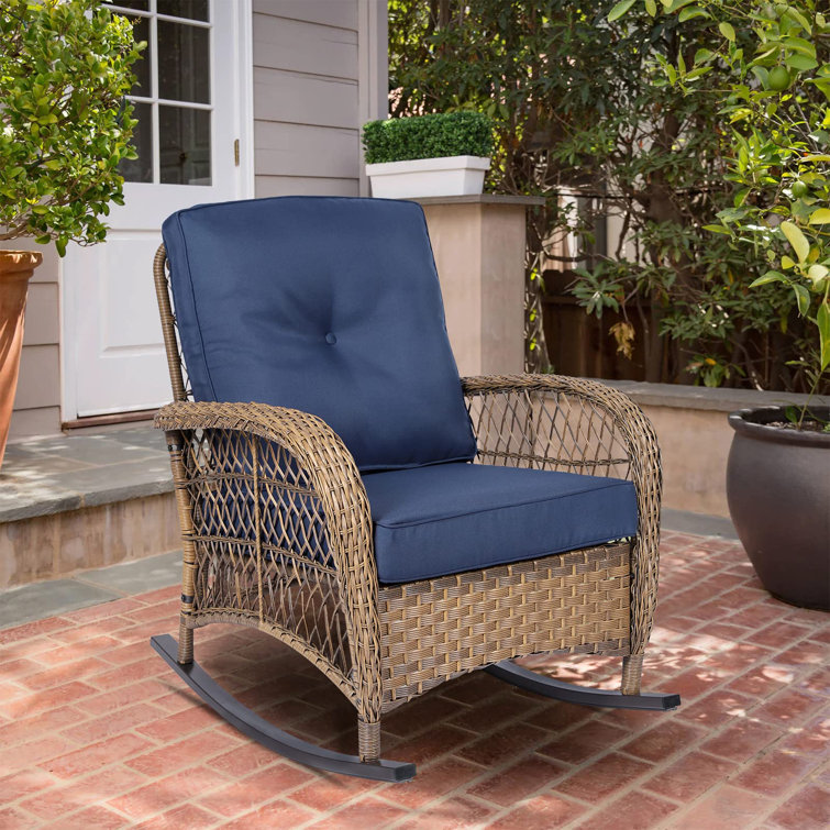 Blue wicker on sale rocking chair